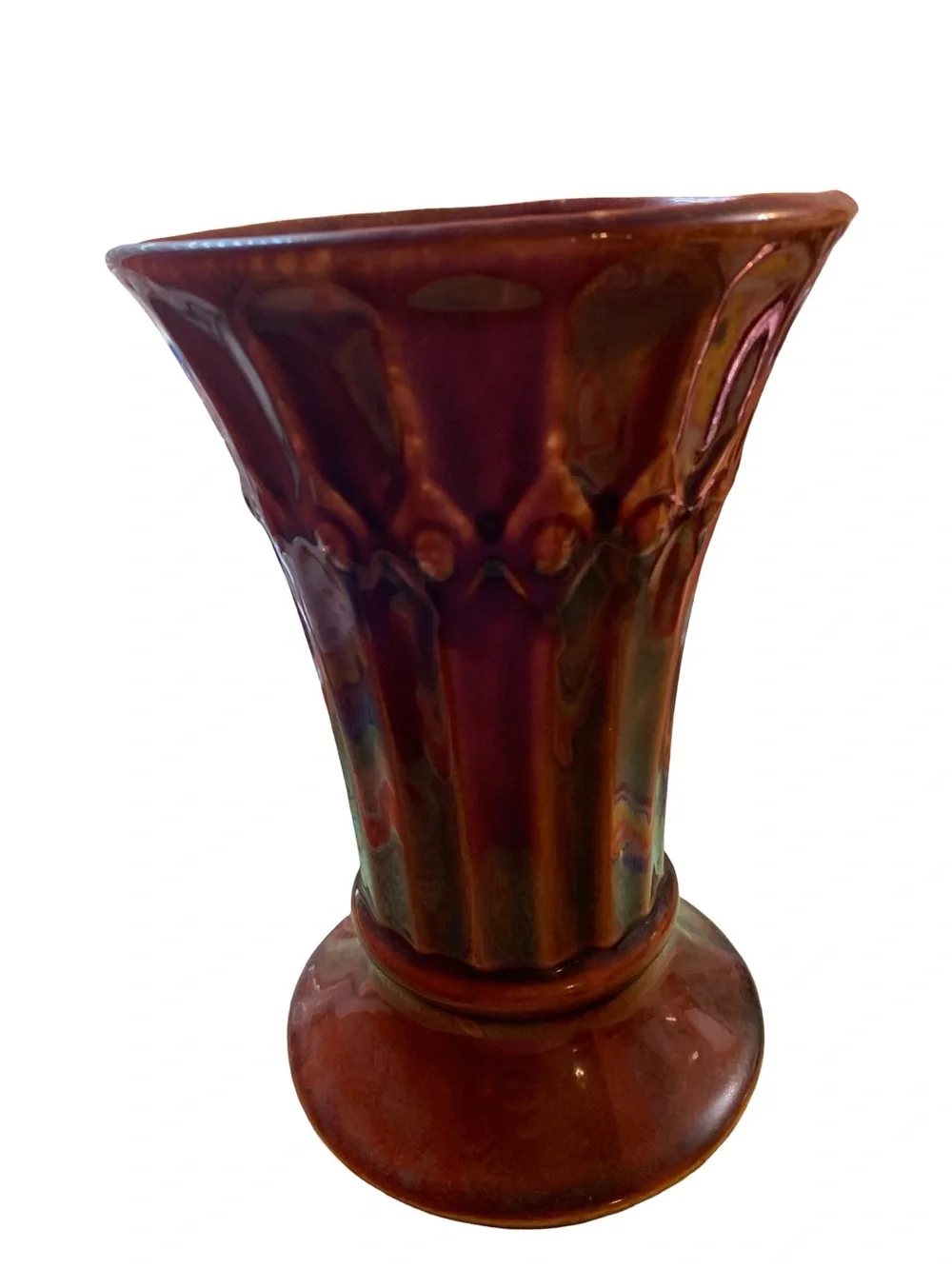 Vintage McCoy Tiara USA Pottery Brown Glaze Vase‎ 9”